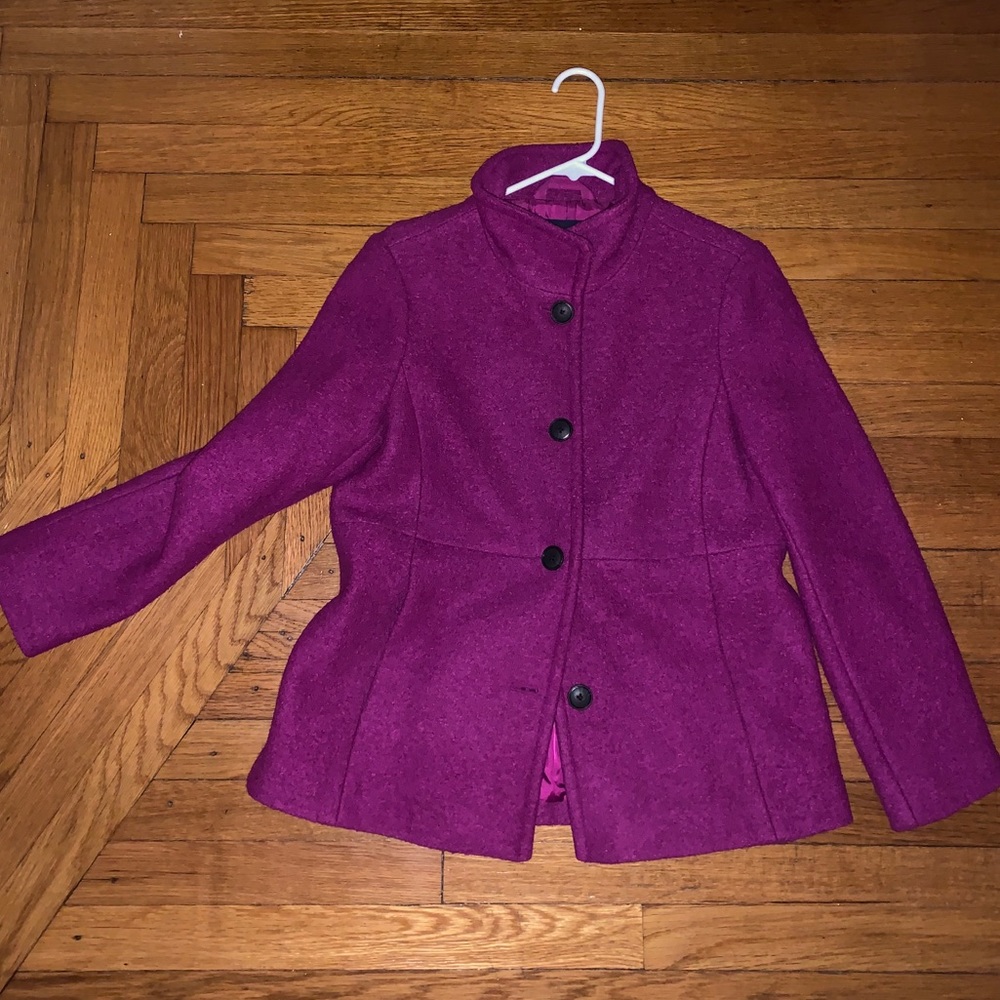 Lands End Magenta Wool Coat